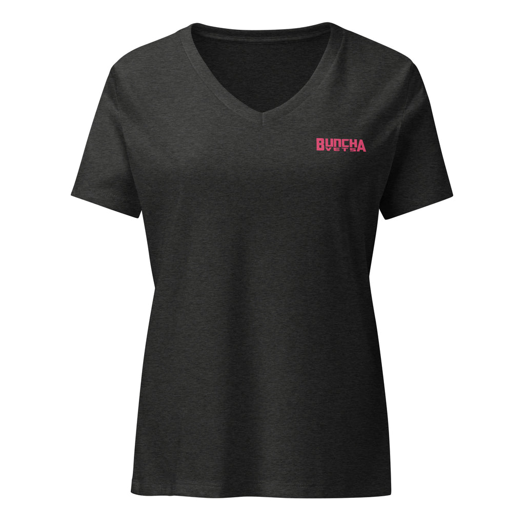 Buncha Vet's Women Relaxed V-Neck Red Text Fit T-shirt