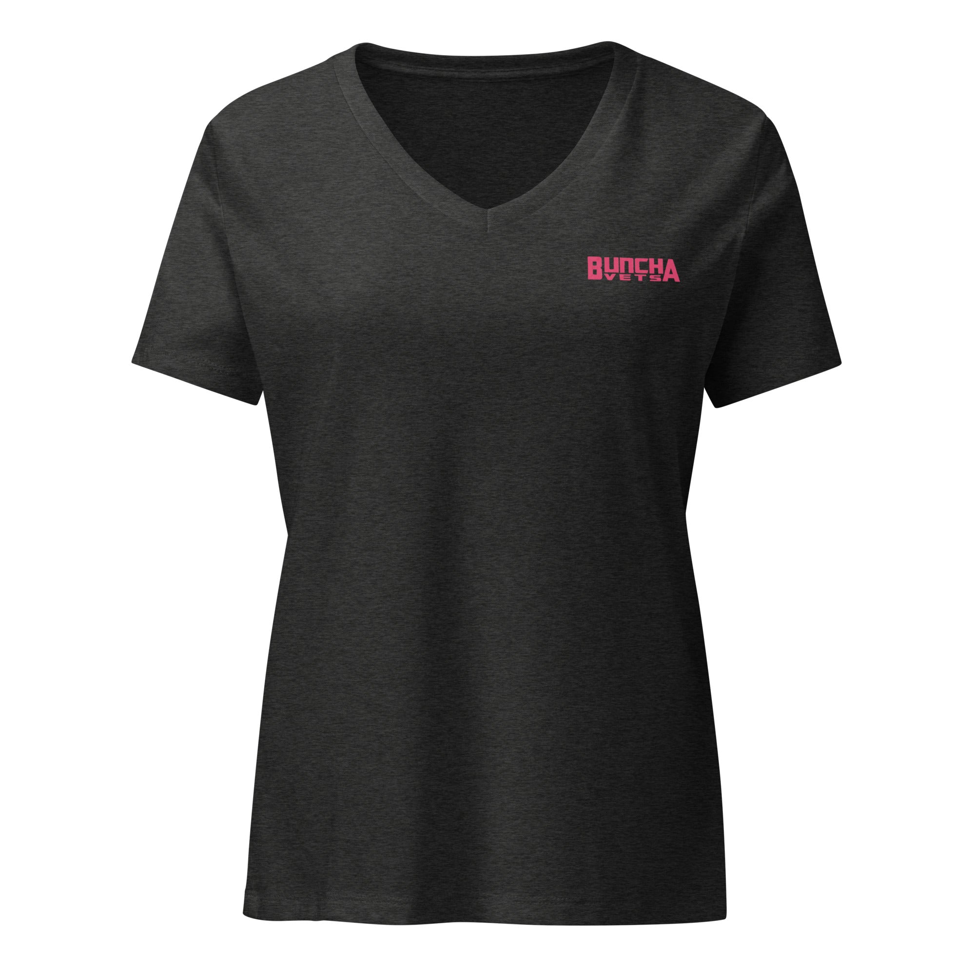 Buncha Vet's Women Relaxed V-Neck Red Text Fit T-shirt