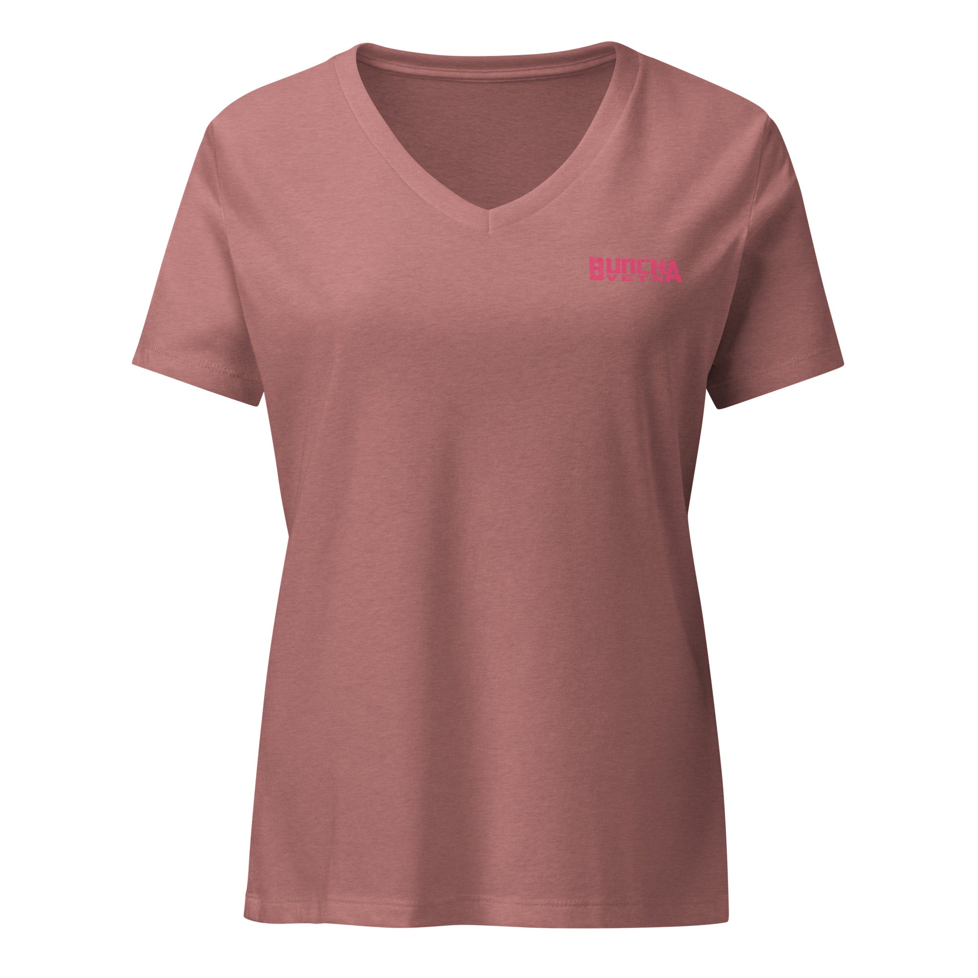Buncha Vet's Women Relaxed V-Neck Red Text Fit T-shirt