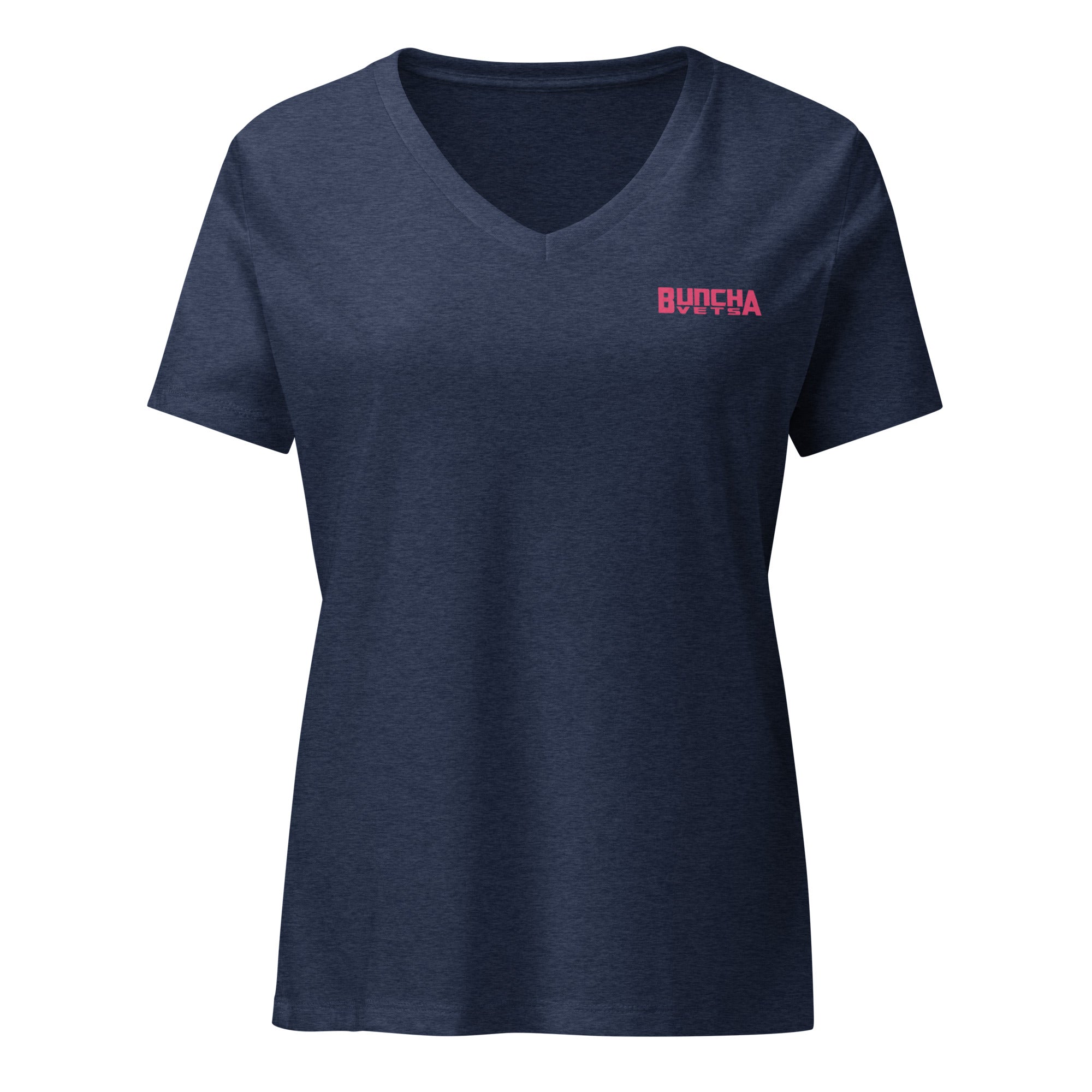 Buncha Vet's Women Relaxed V-Neck Red Text Fit T-shirt
