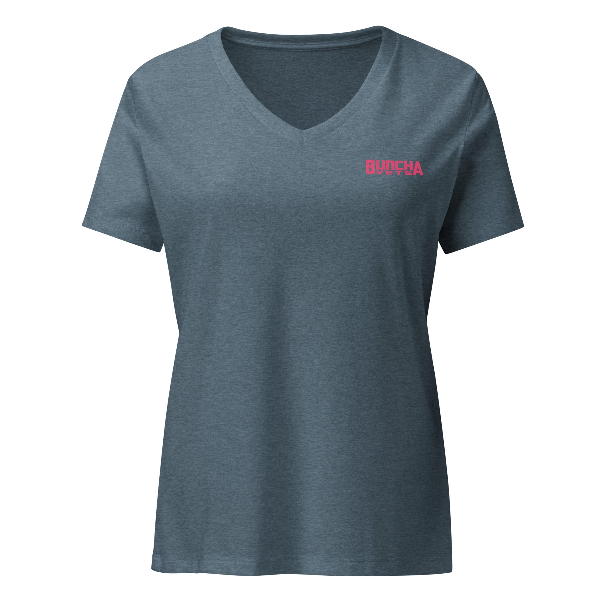 Buncha Vet's Women Relaxed V-Neck Red Text Fit T-shirt