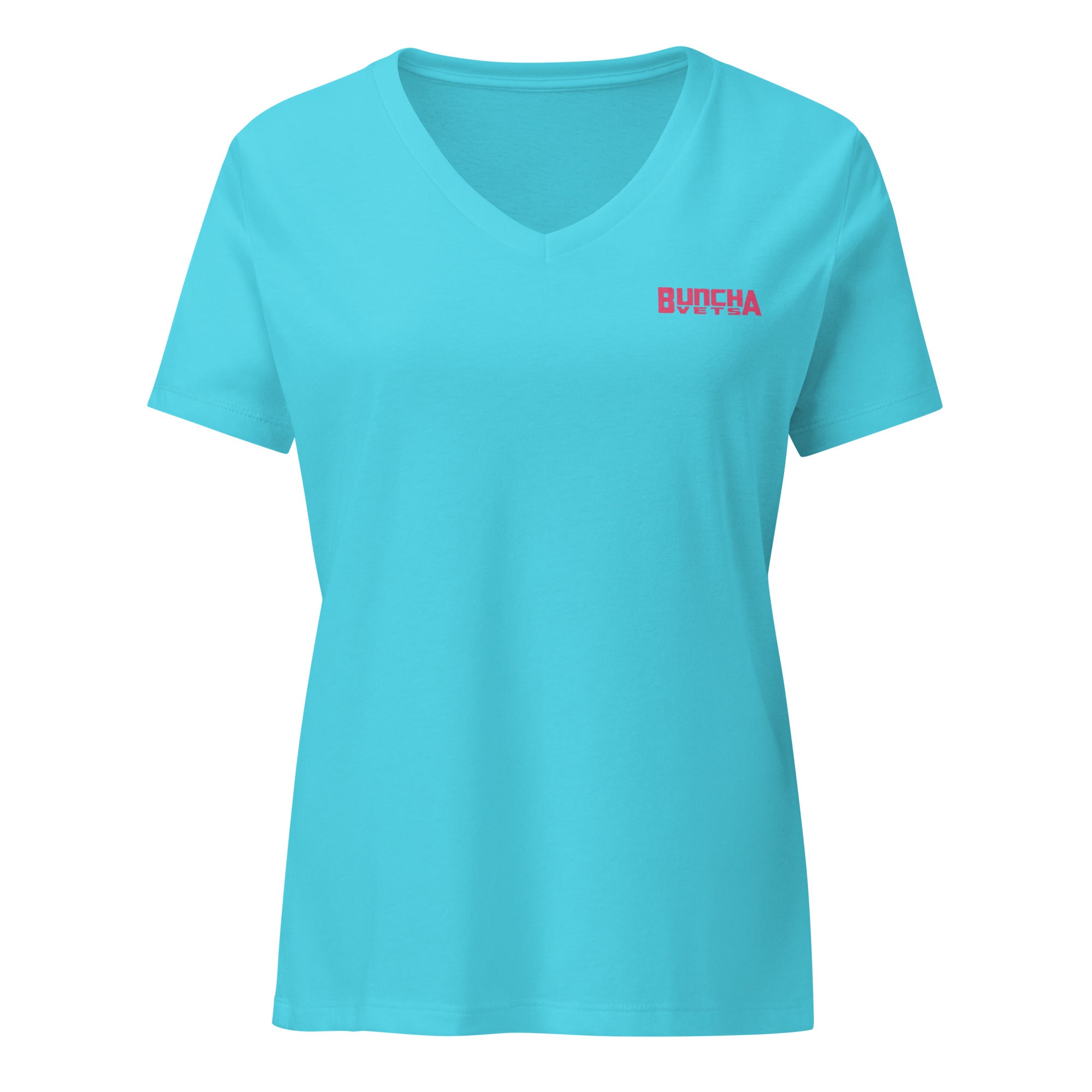 Buncha Vet's Women Relaxed V-Neck Red Text Fit T-shirt